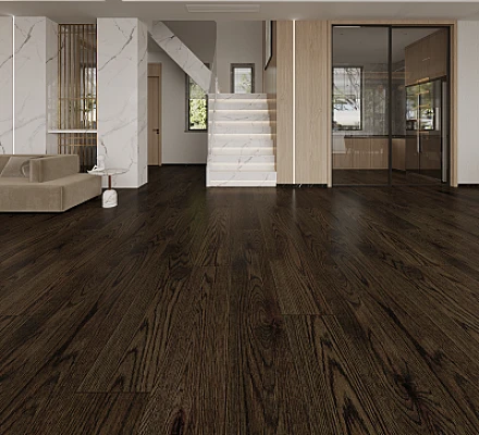 Charcoal Engineered Hardwood Oak (6.5" x 3/4" x RL)Wire Brushed 22.75SqFt/Box — image 2 of 2